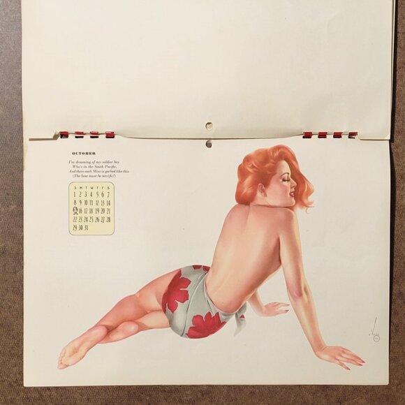 Esquire Varga 1945 Pin-Up Girl Calendar Risque with Envelope - Picture 7 of 12